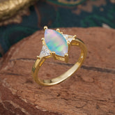 6 Prong Marquise Cut Three Stone Opal Engagement Ring Anniversary Gift for Women